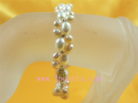 different sizes pink freshwater pearl bracelet